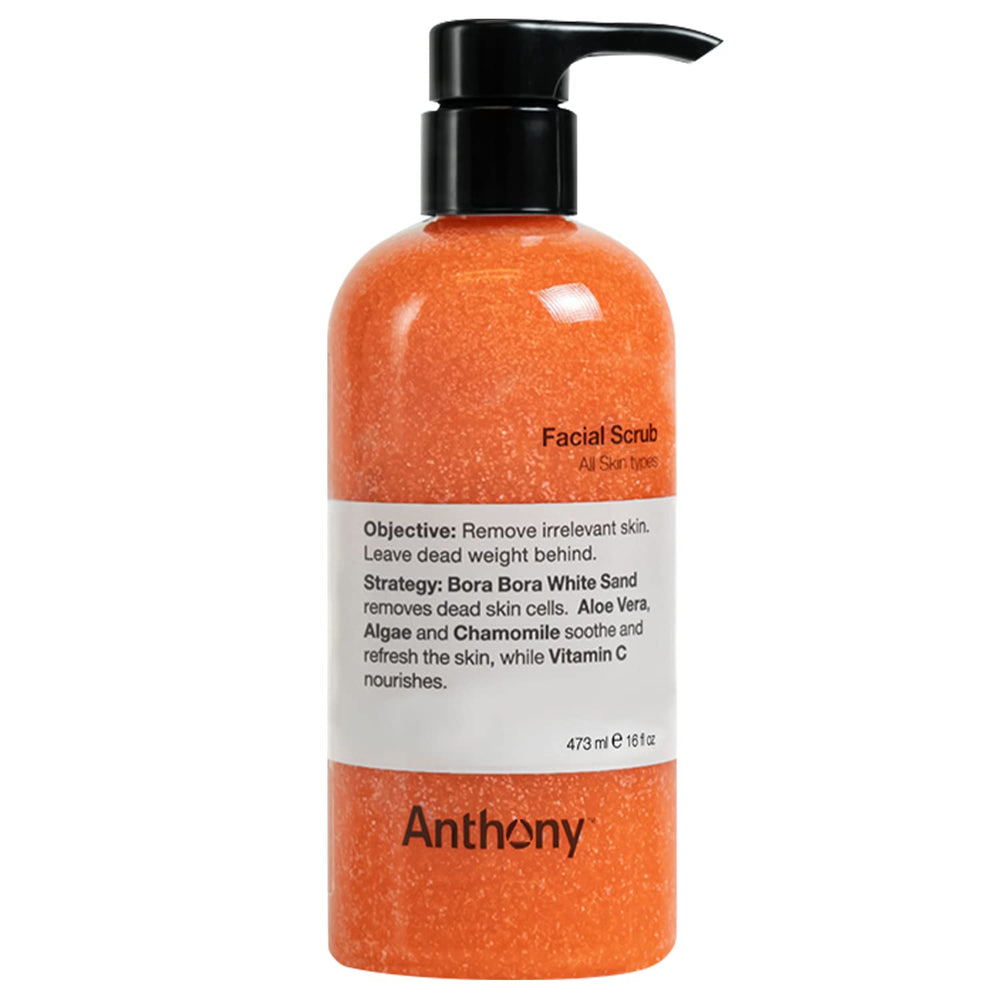 Anthony Facial Scrub packaging front for convenient exfoliation.