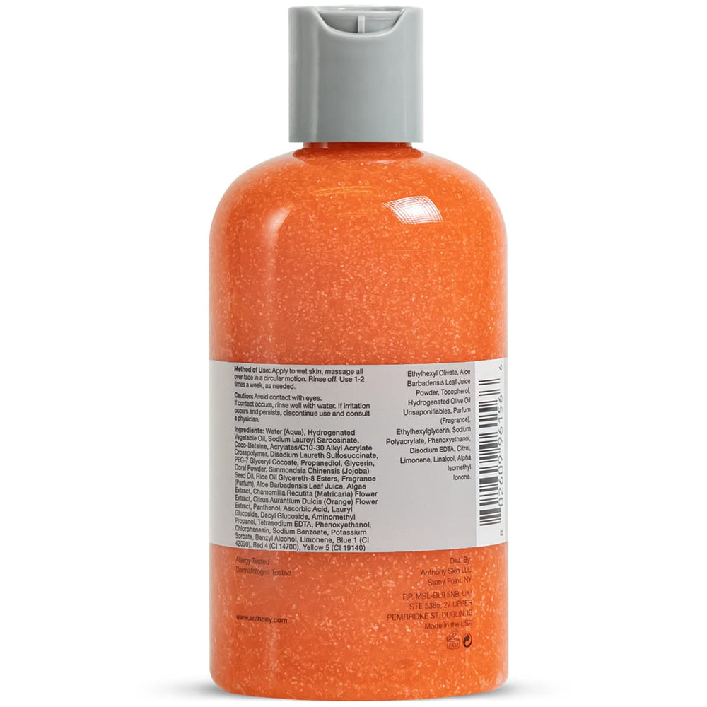 Anthony Facial Scrub vitamin C-toning shot hints at antioxidant protection and even-looking skin.