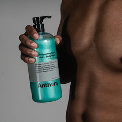 Anthony Invigorating Rush foamy lather delivers rich cleansing for hair and skin.