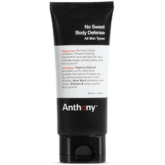 Anthony No Sweat deodorant bottle shows cream-to-powder formula for all-day dryness.