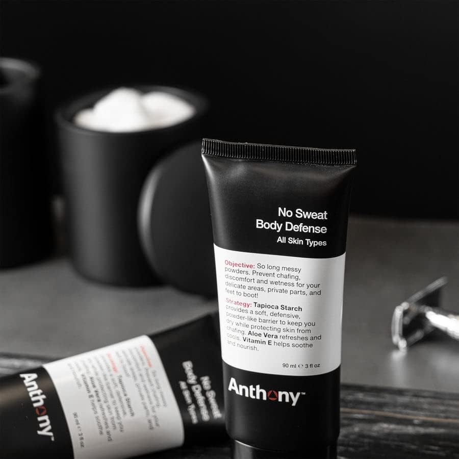 Close-up of underarm area with Anthony No Sweat in use for chafing relief.