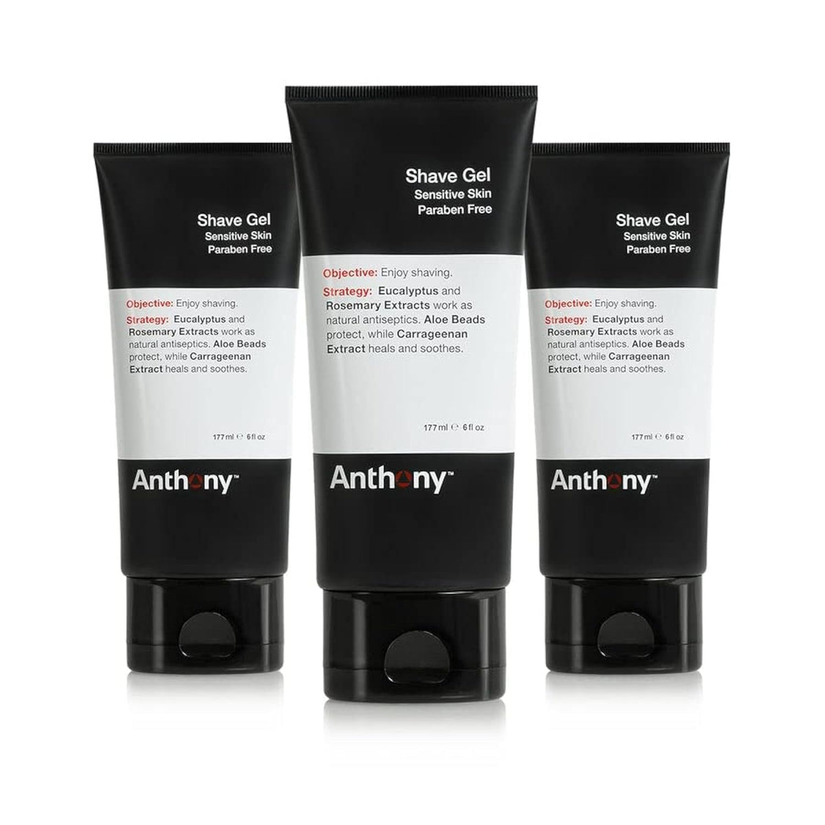 Anthony Shave Gel bottle for sensitive skin offers precise, irritation-free shaving.