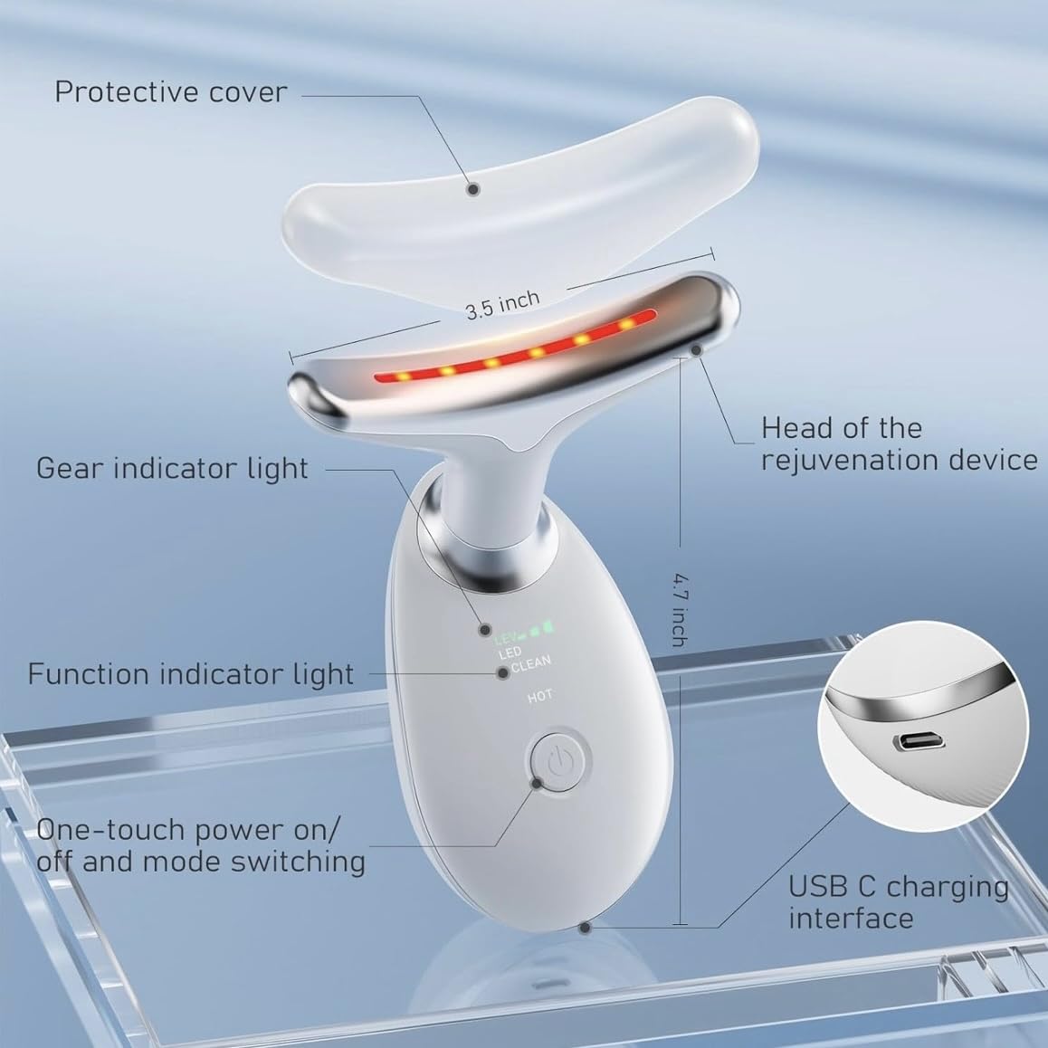 Anti Aging Tightening Facial Massager is portable and rechargeable for home or travel routines.