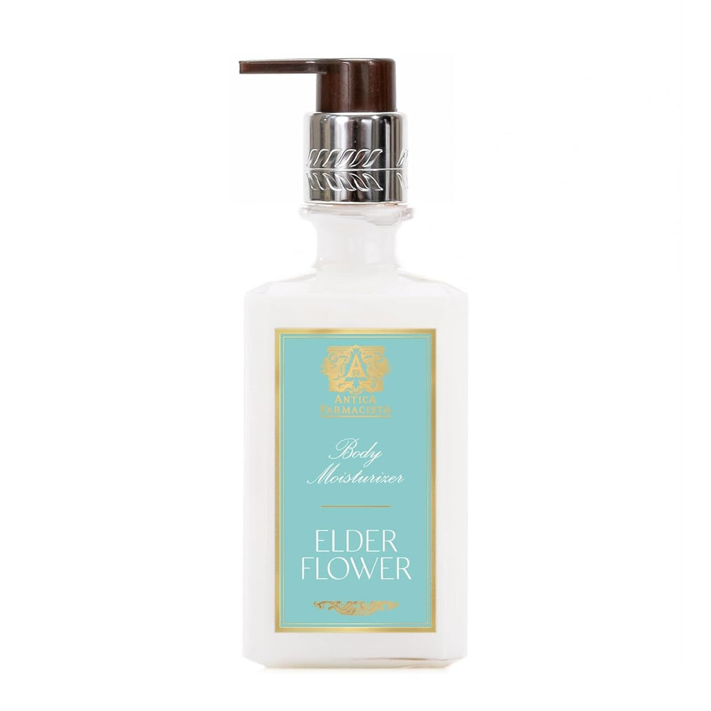 Antica Farmacista body moisturizer elderflower bottle enhances daily self-care ritual