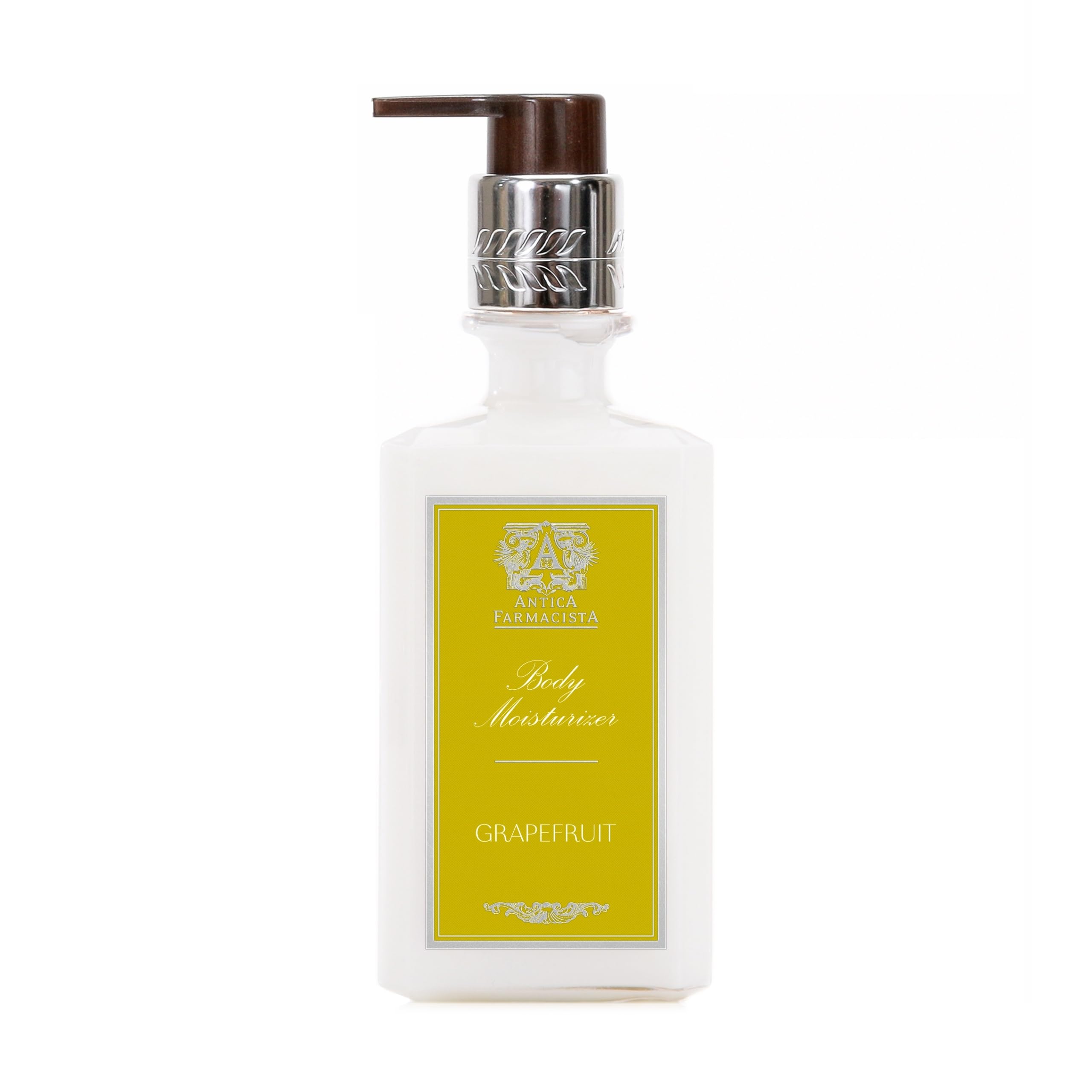 Antica Farmacista Body Moisturizer grapefruit bottle highlights a refreshing citrus scent for daily hydration.