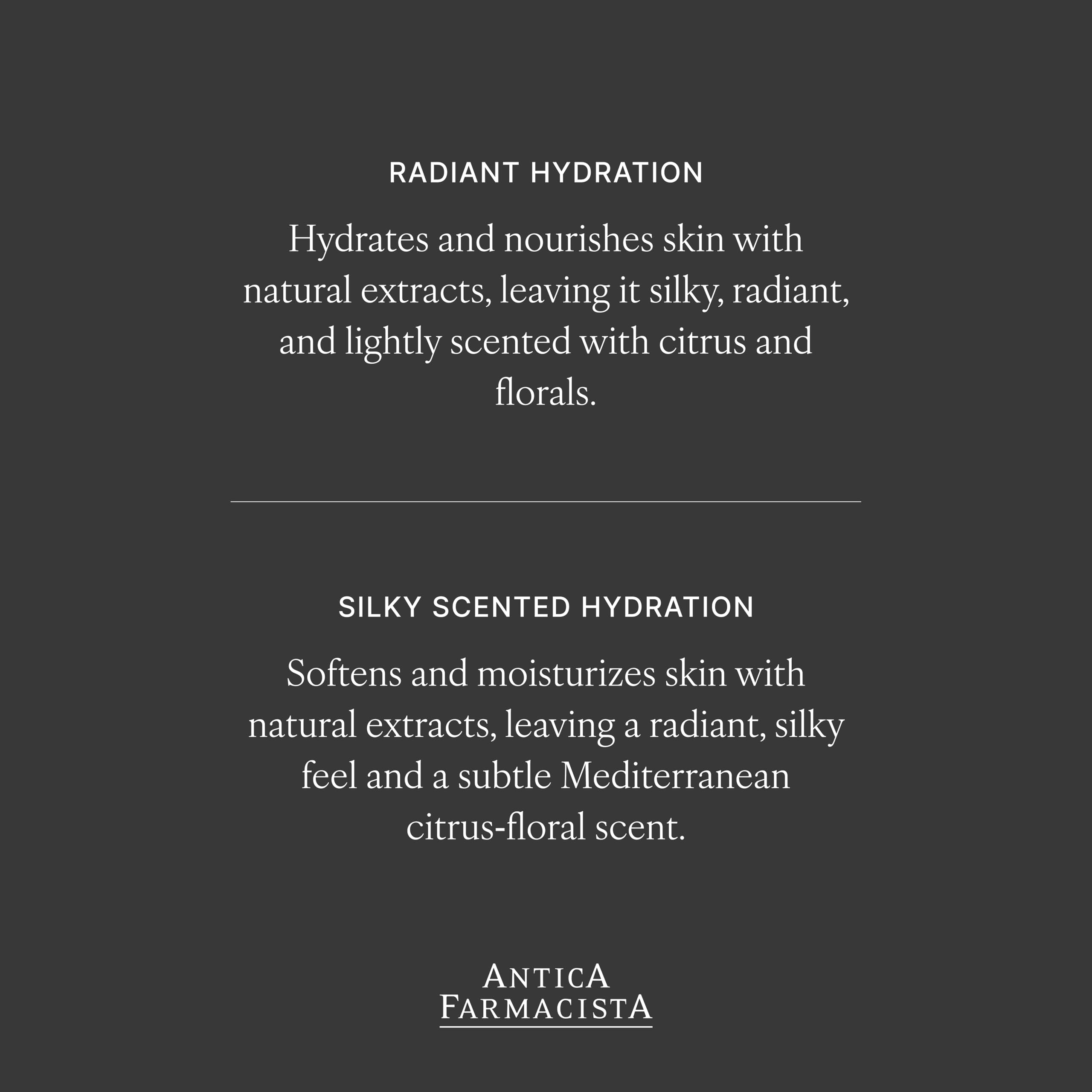 Antica Farmacista moisturizer featuring shea butter and honey for comfort.