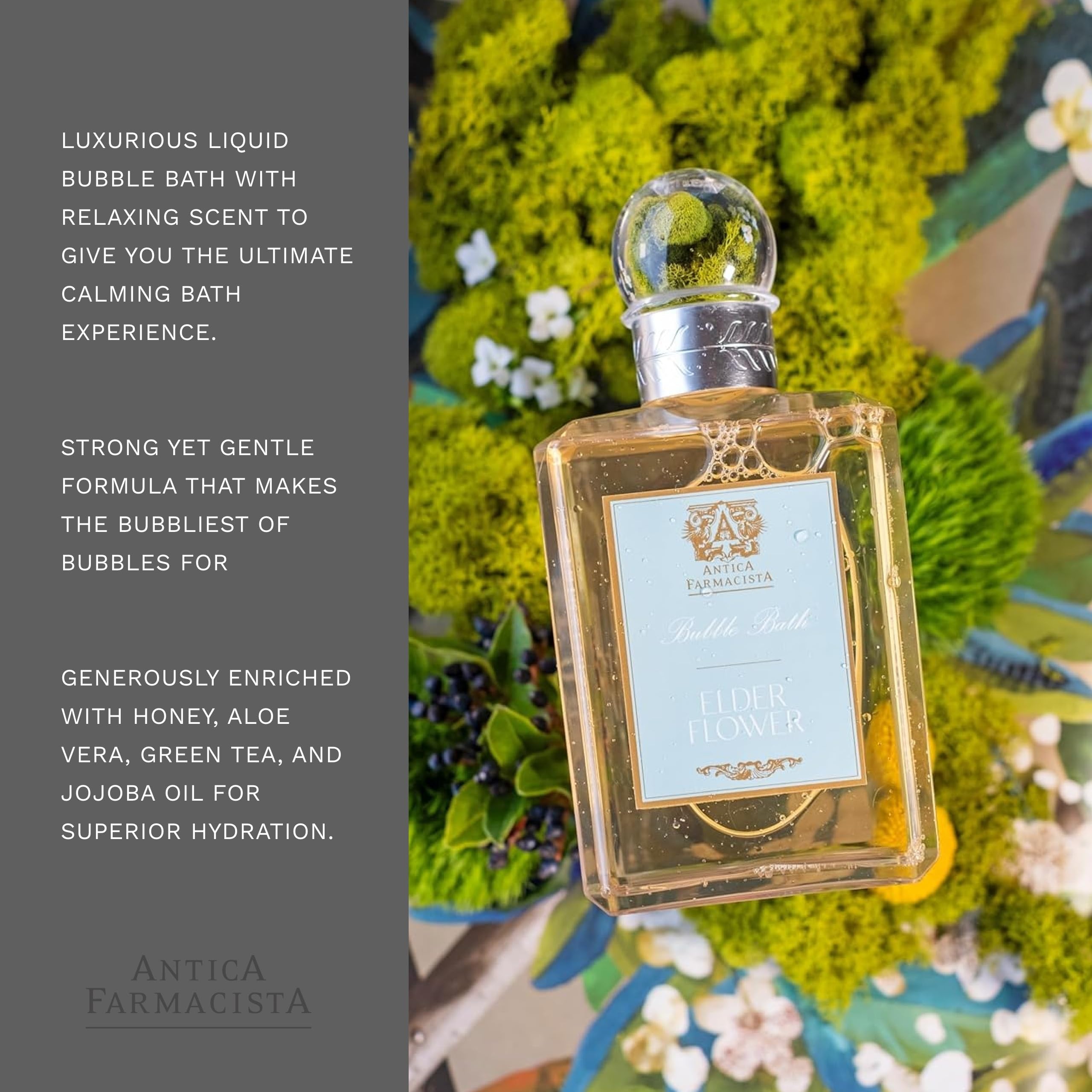 Antica Farmacista elderflower scent note image with soft floral aroma on skin.