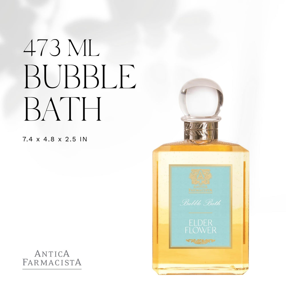Antica Farmacista bubble bath foam in tub delivering relaxing, fragrance-rich soak.