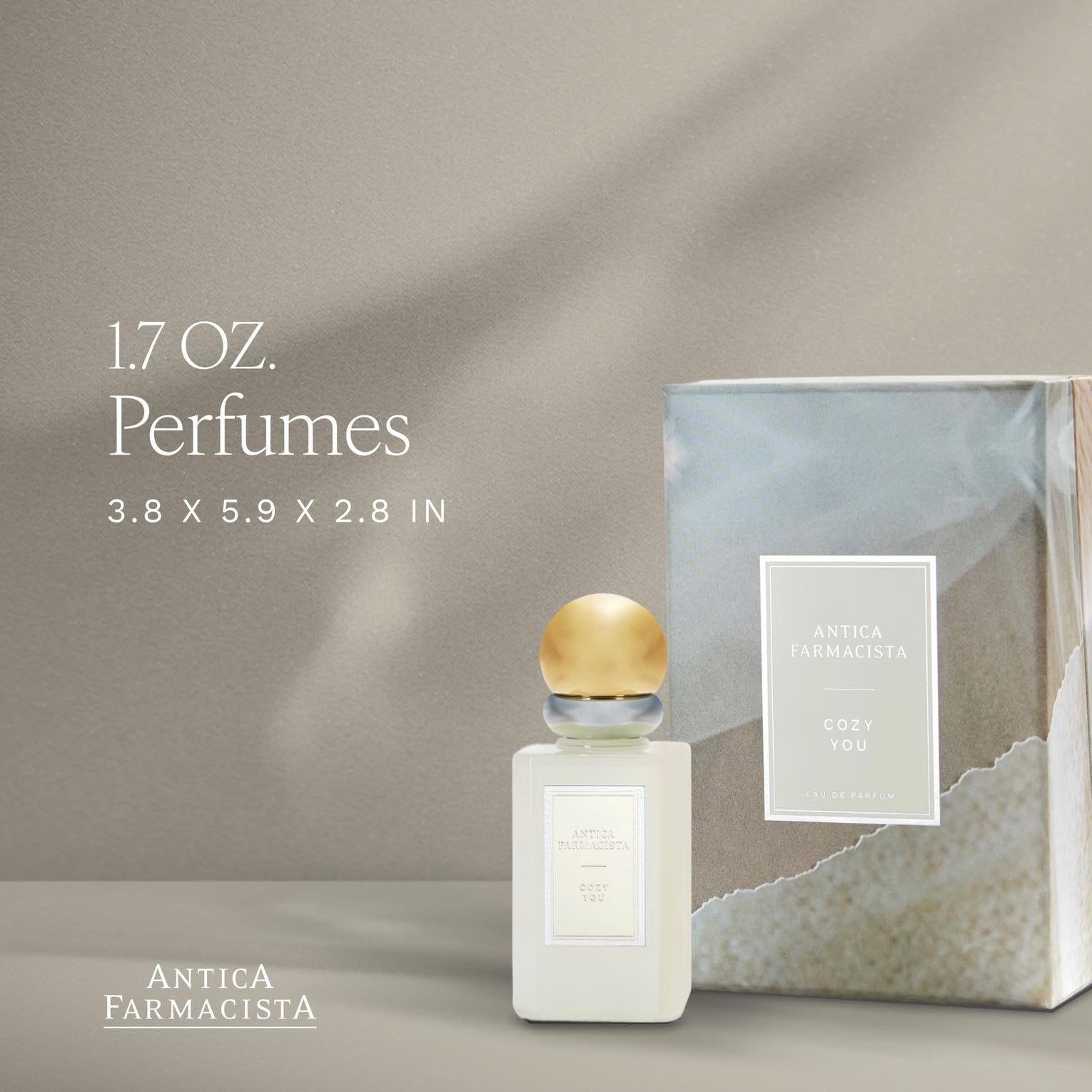 Antica Farmacista Cozy You label detail — premium branding and refined notes.