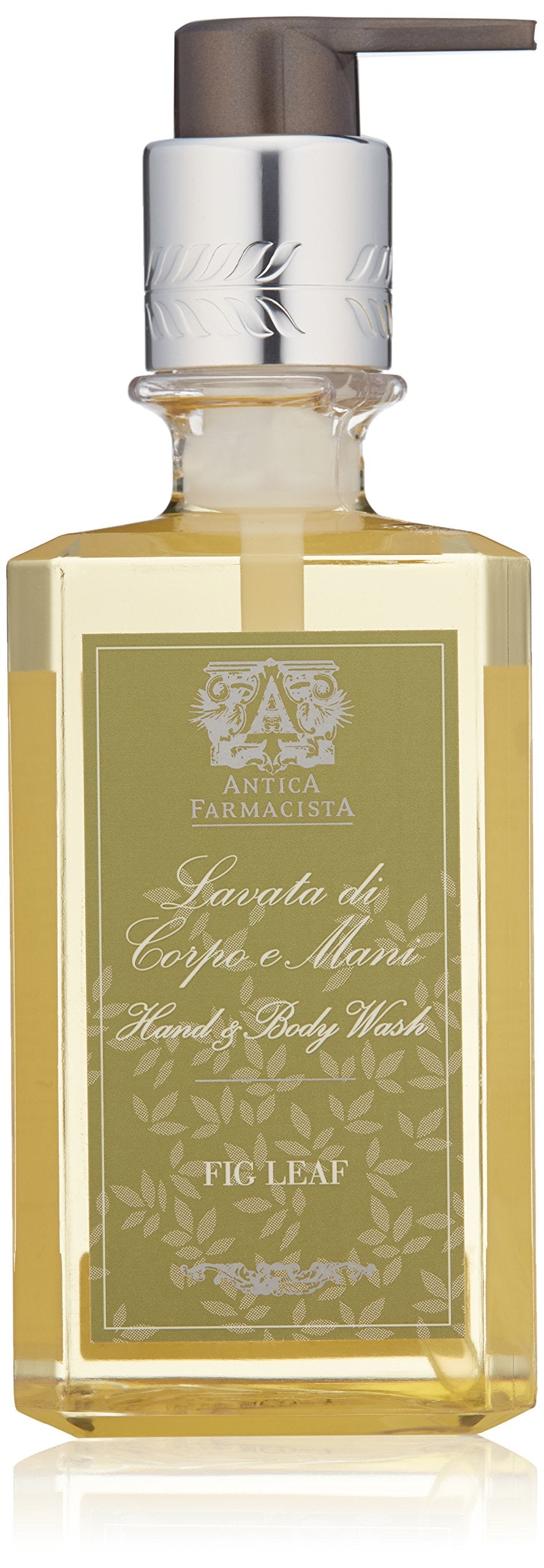Antica Farmacista Fig Leaf bottle pour offers a luxurious cleansing experience.