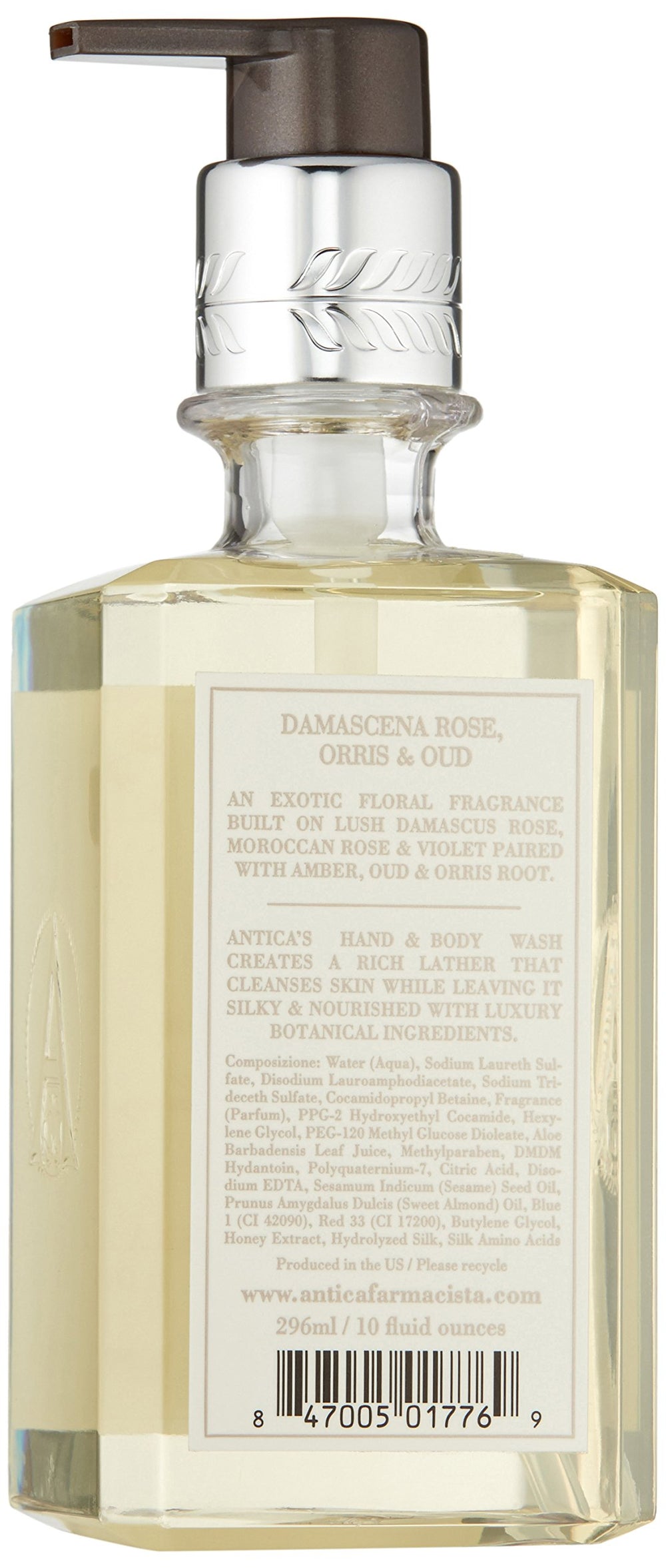 Antica Farmacista orris-root bottle highlighting refined floral notes for pampering cleansing.