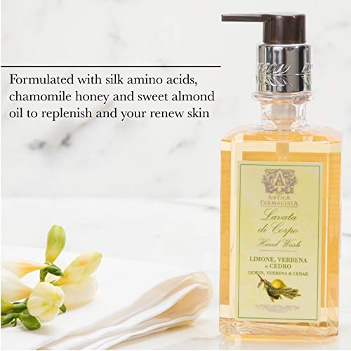 Antica Farmacista oud-amber bottle capturing exotic warmth for soothing skin cleanse.