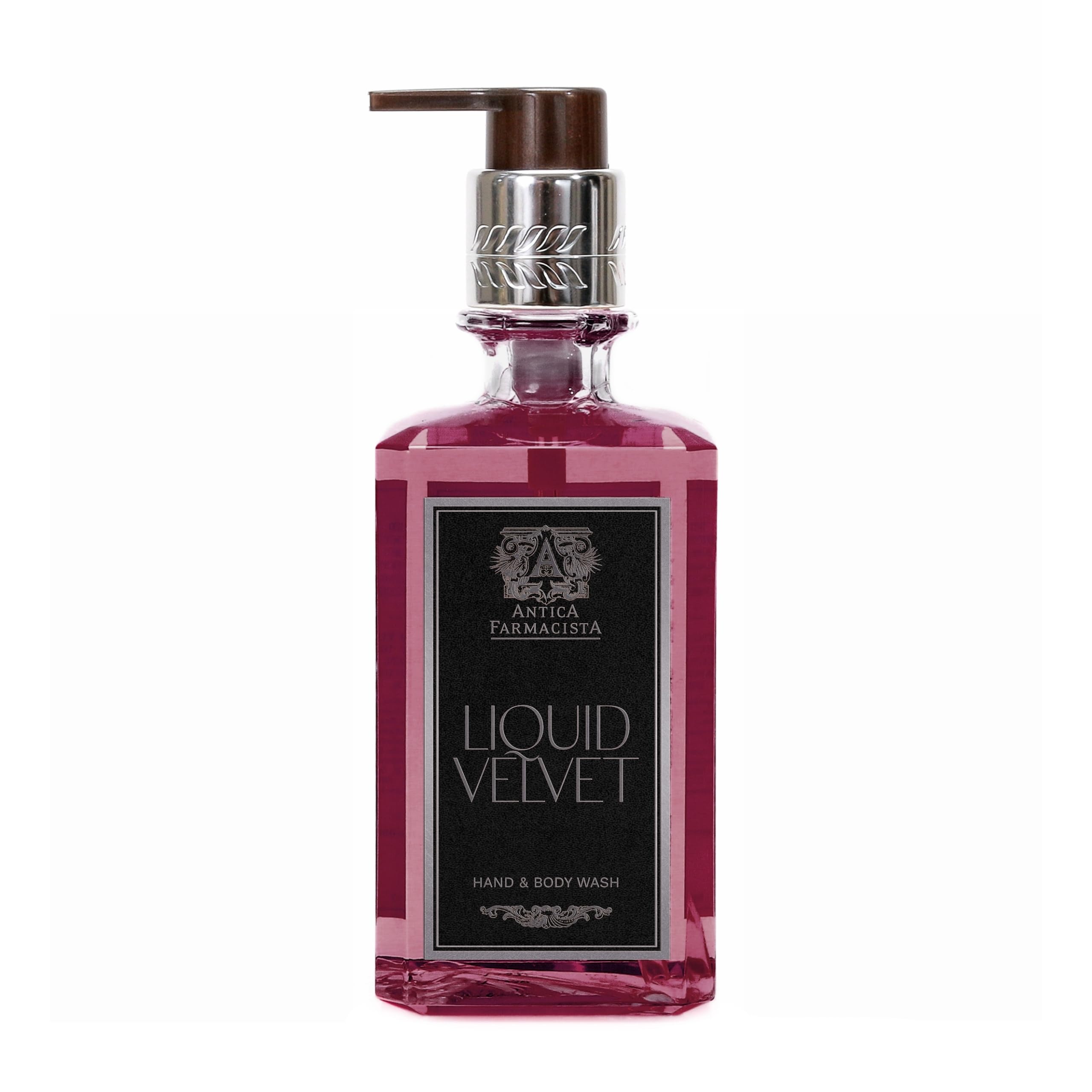Antica Farmacista Liquid Velvet bottle closeup highlighting premium design and inviting fragrance.