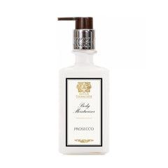 Antica Farmacista Prosecco-lotion: bouteille élégante et hydratation durable.