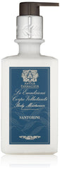 Antica Farmacista Santorini body moisturizer bottle showing hydration and a fresh citrus bouquet.