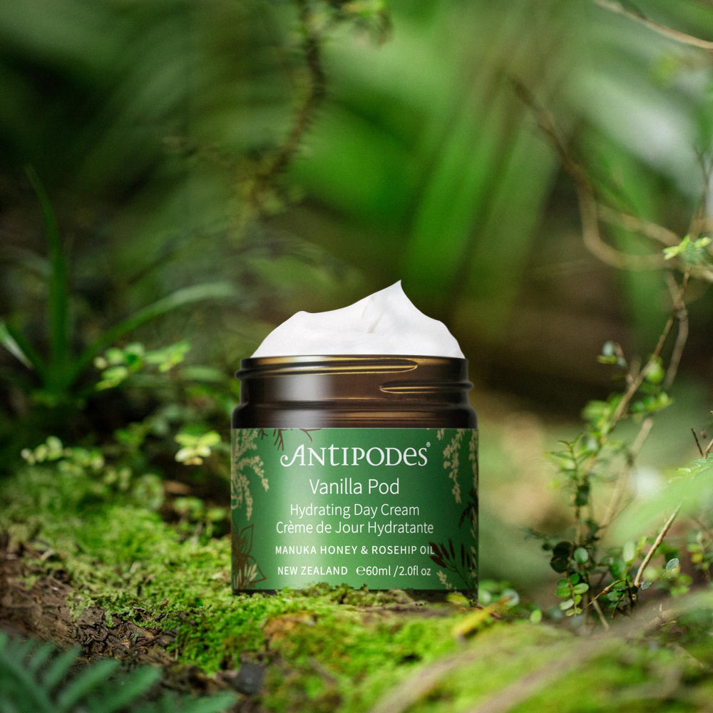 Antipodes Vanilla Pod Day Cream featuring Manuka honey for hydration
