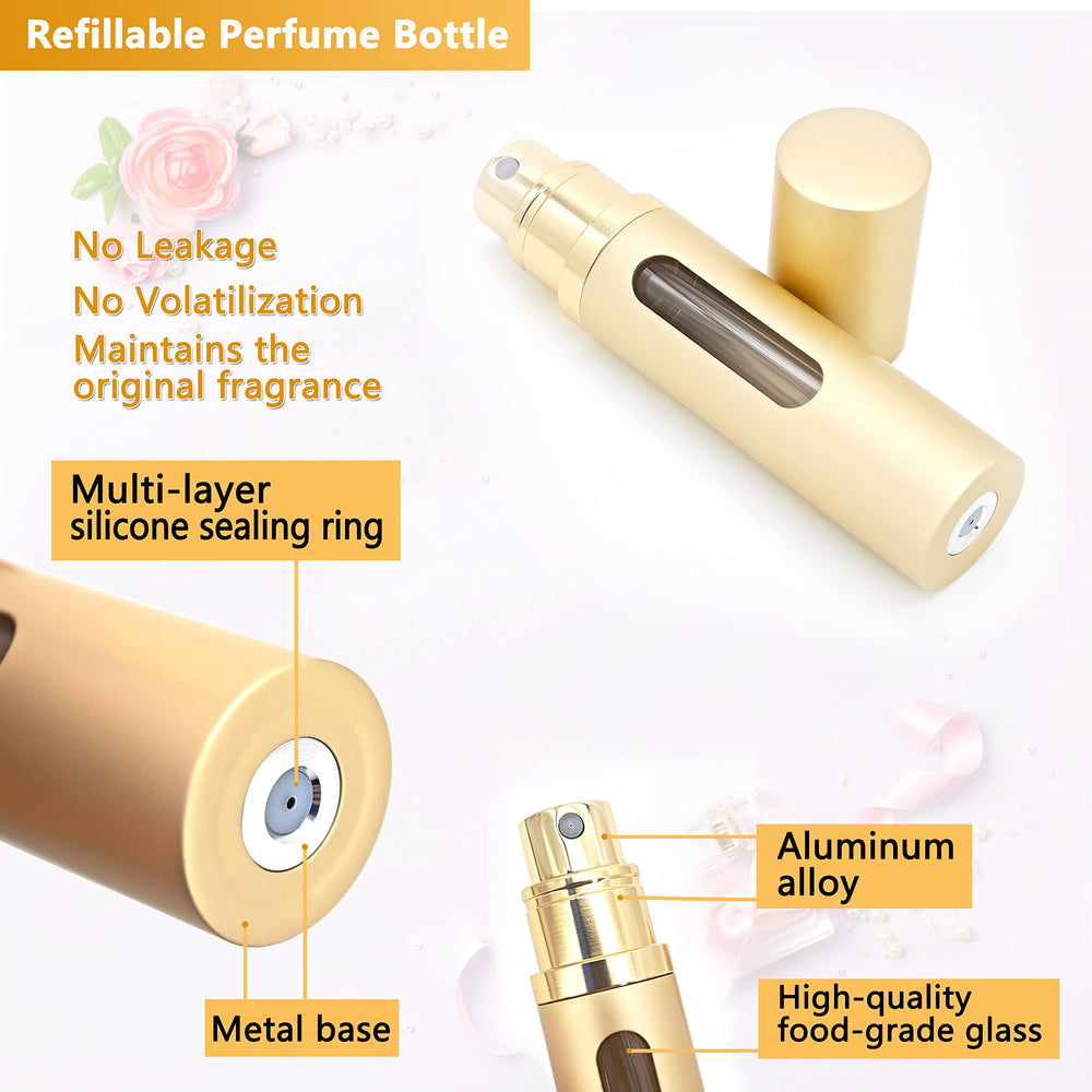 ANTOKX perfume travel atomizer 5ml bottle inside, leak-free for safe travel.