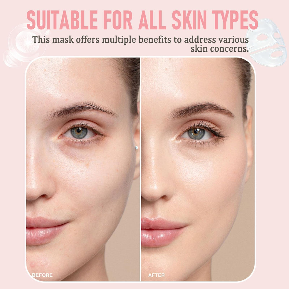 Anweina collagen mask showing reduced appearance of pores and refined skin.