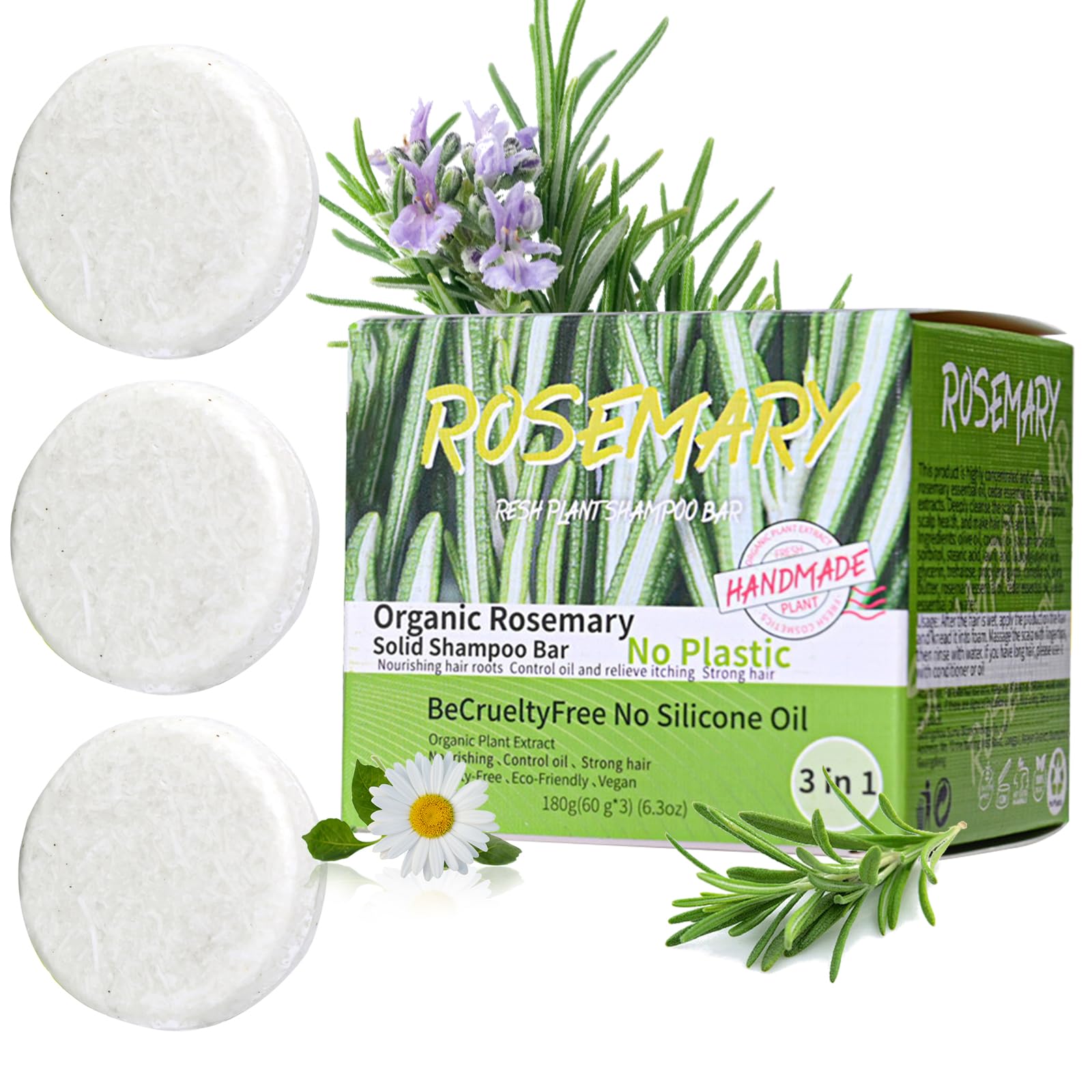 Anweina Rosemary Shampoo Bar lathering for deep scalp cleansing and nourishment.
