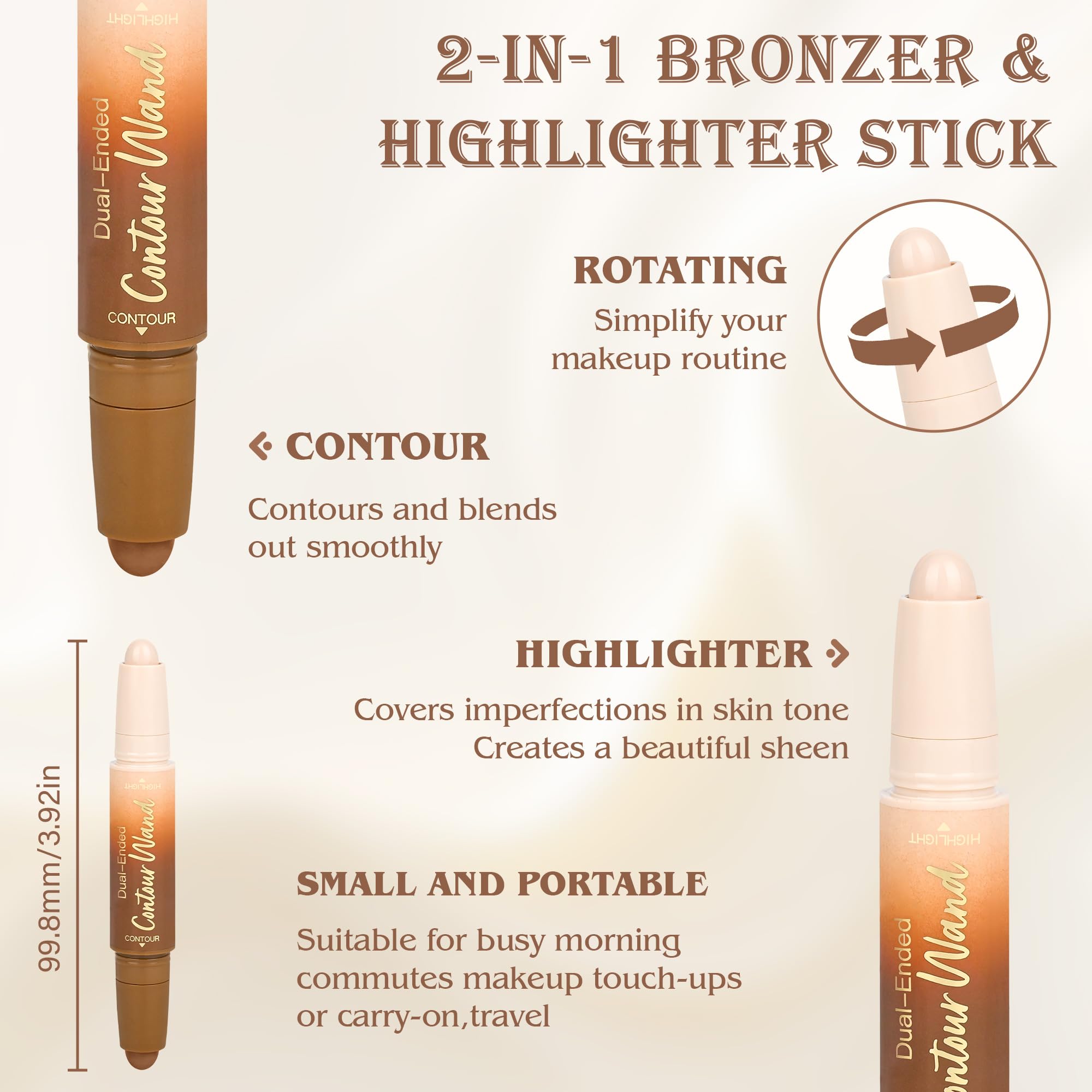 Anwuozu Contour Highlighter Stick dark contour shade for natural shadows.