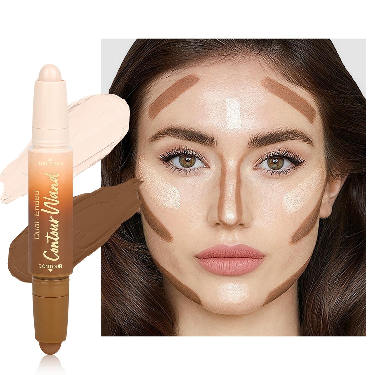 Anwuozu Contour Highlighter Stick dual-ended for precise contour and glow.