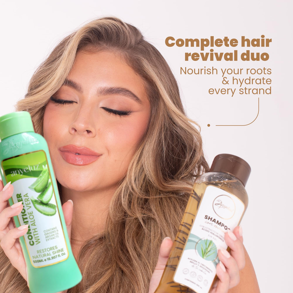 ANYELUZ Aloe Conditioner Bottle strengthens hair and eases detangling.