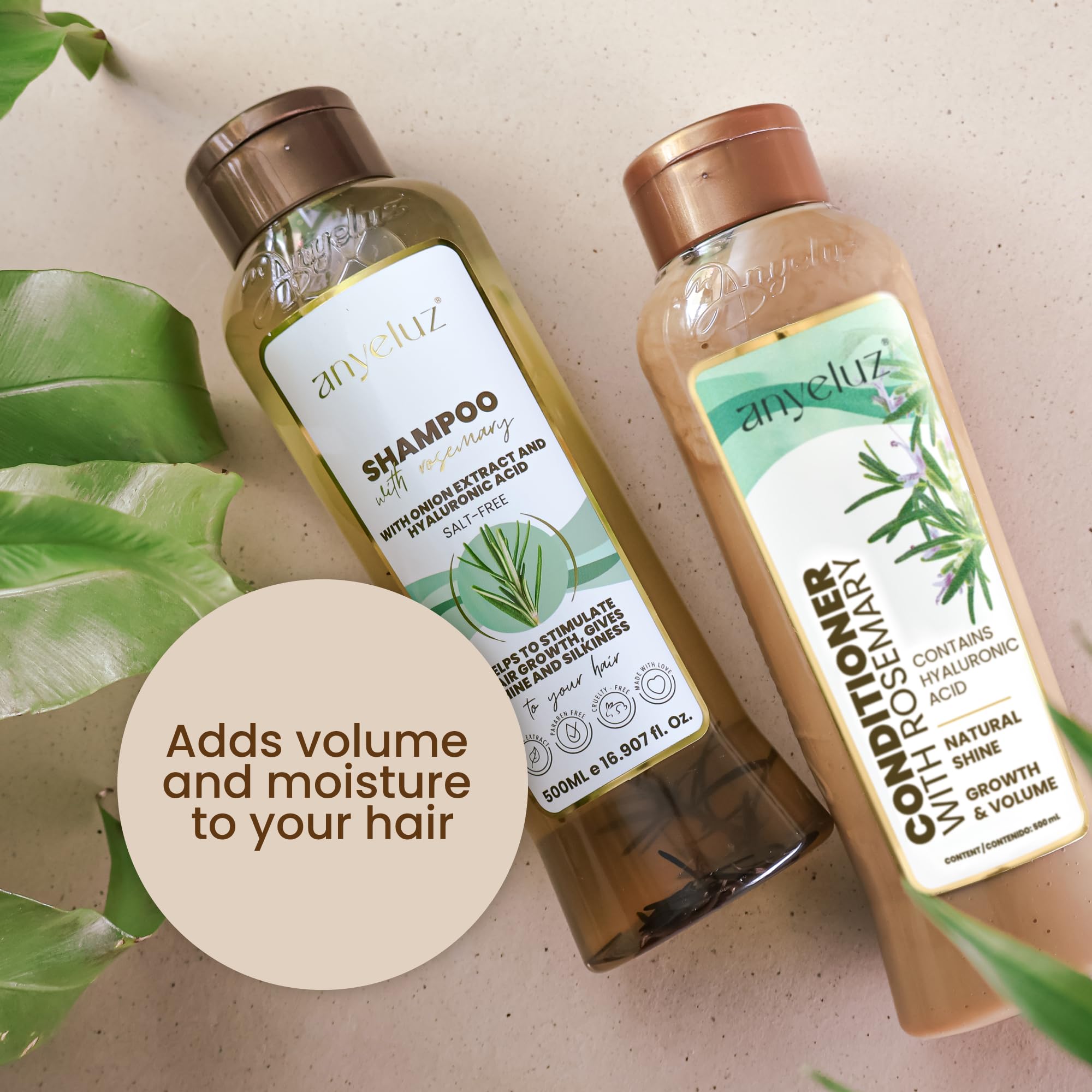 ANYELUZ conditioner silk finish close-up showcasing smooth, weightless shine