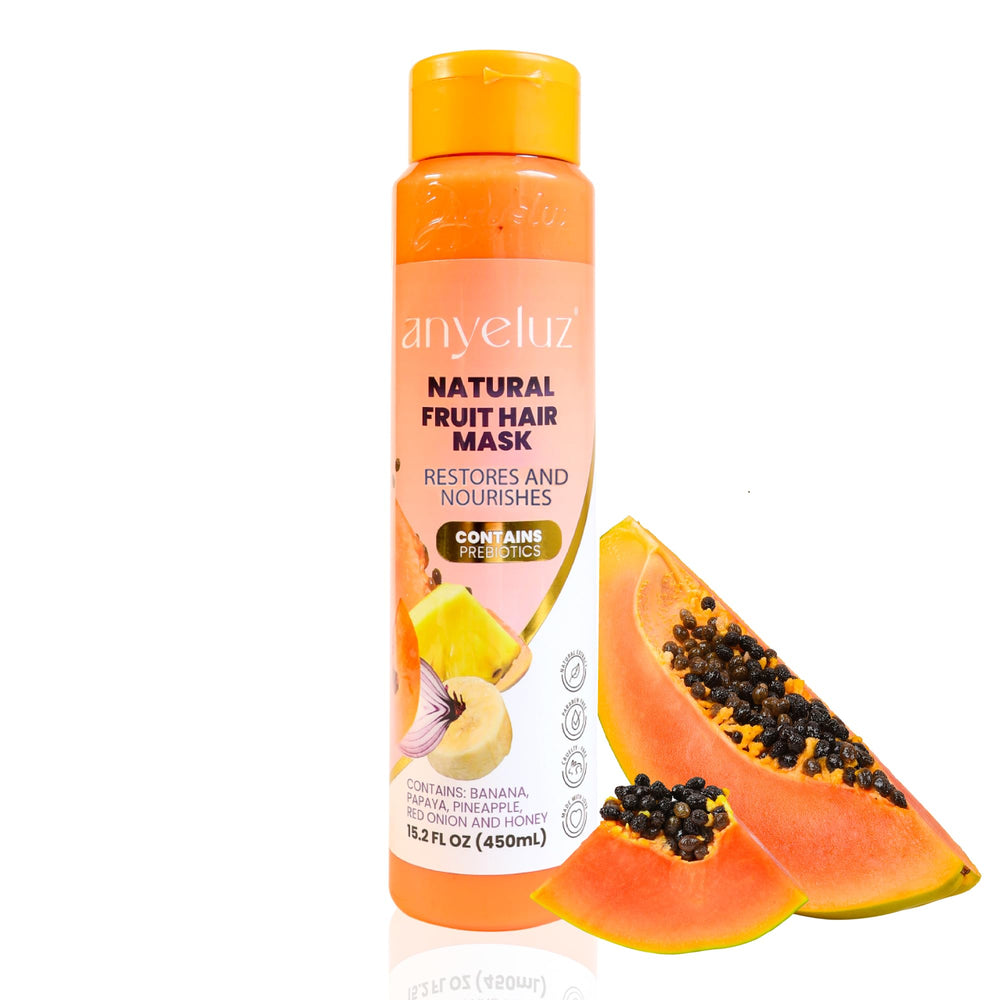 ANYELUZ Banana Hair Mask close-up showing nourishing formula for dry, damaged hair.