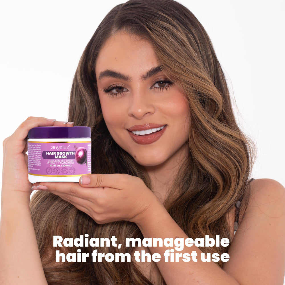ANYELUZ Onion Hair Mask creamy texture suggesting softness and repair potential.