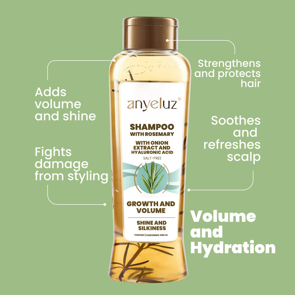 ANYELUZ Rosemary Shampoo packaging communicates clean holistic care