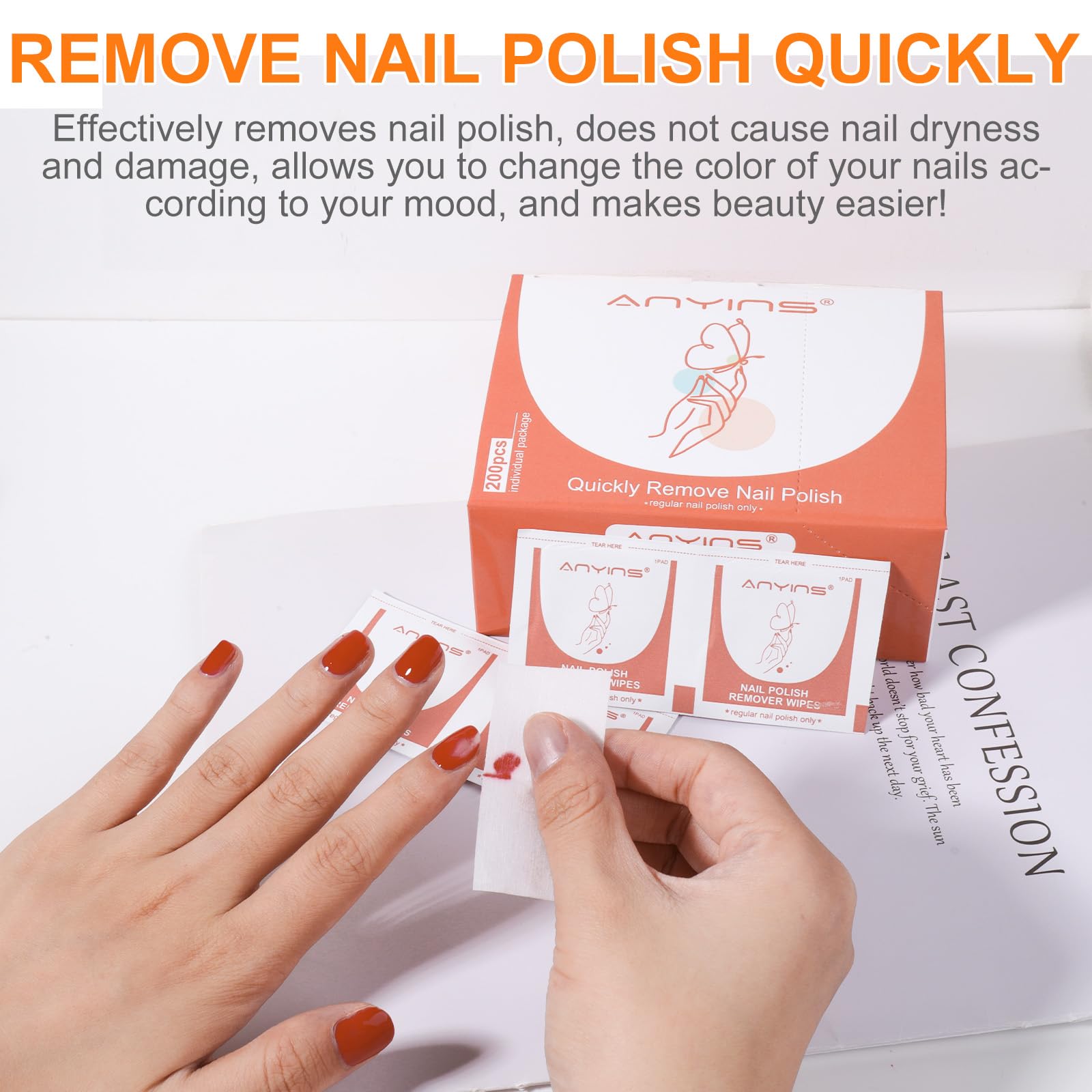 Home spa or salon setup with easy, quick nail polish removal