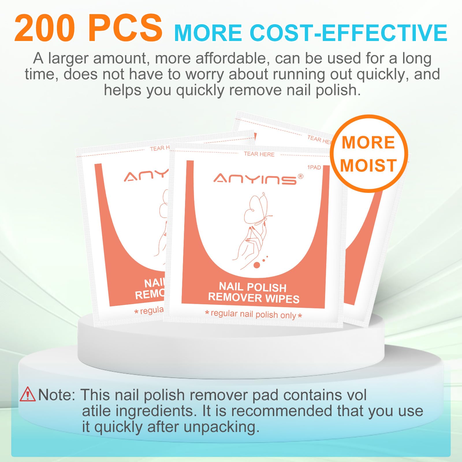 Individual wipes prevent leaks, ideal for travel or on-the-go touch-ups