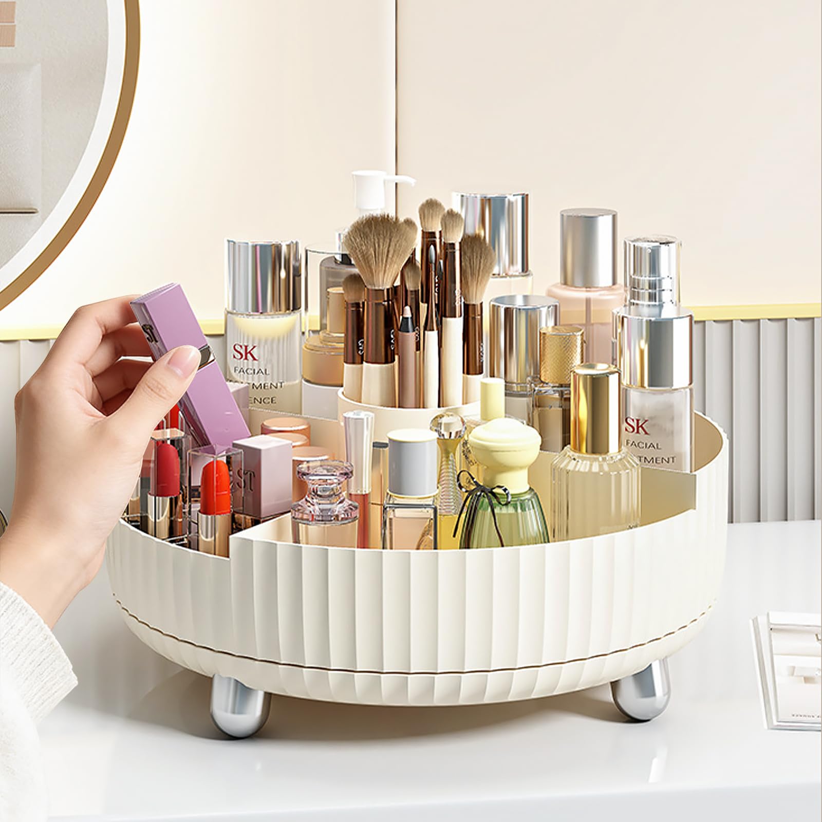 Anyoifax 360-degree rotating lazy susan keeps cosmetics visible