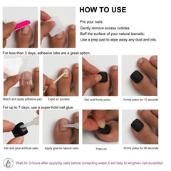 ANYOS 24-nail set with multiple sizes fits most natural toes.