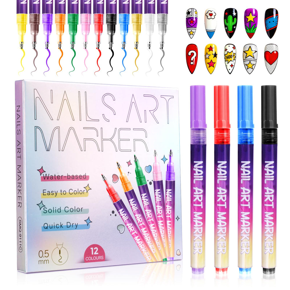 Anytin 12-color nail art pens set cover displaying vibrant hues for at-home designs