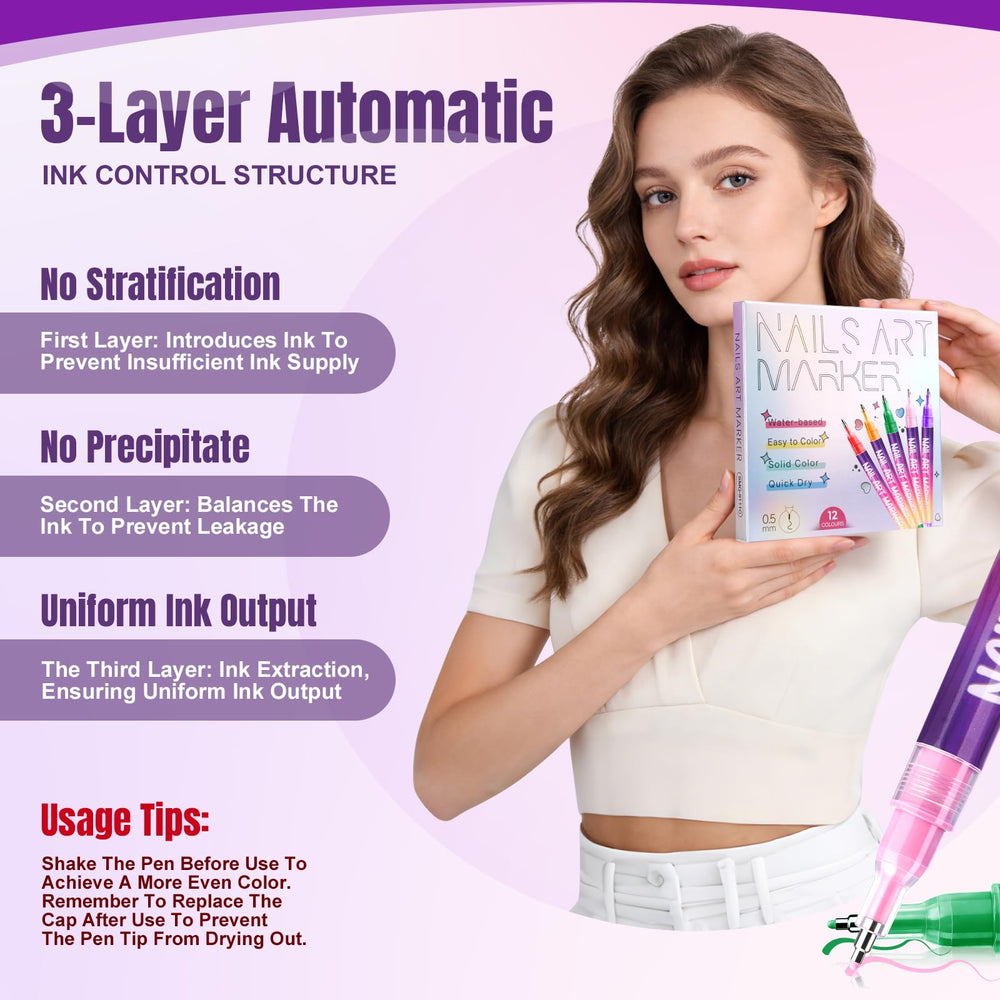 Anytin 12-color nail art pens set waterproof-like color for lasting finishes
