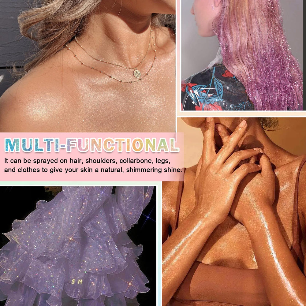 AOAZXBB Glitter Spray on collarbone delivers subtle shine for evening looks