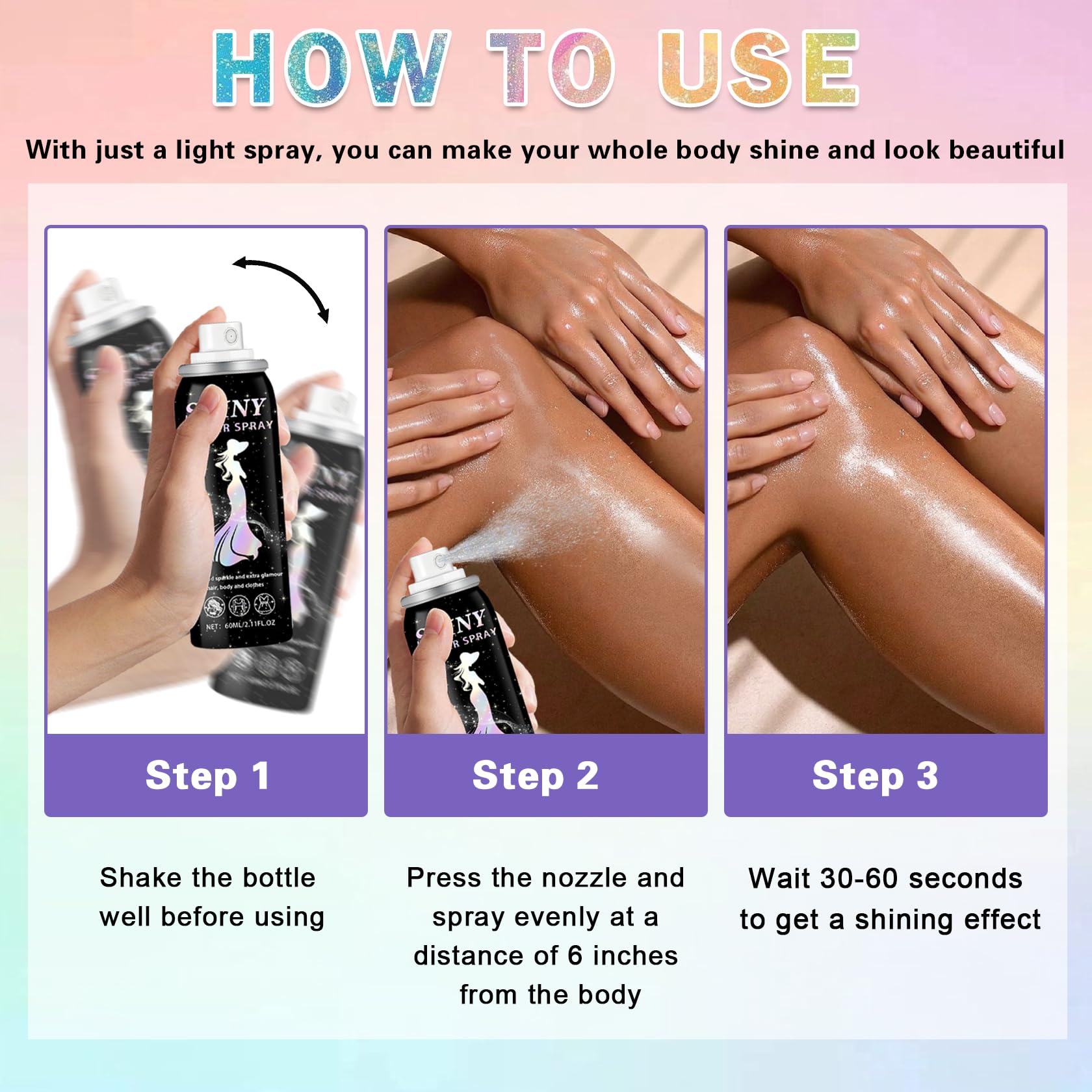 AOAZXBB Multicolor glitter spray offers versatile hues for proms and concerts