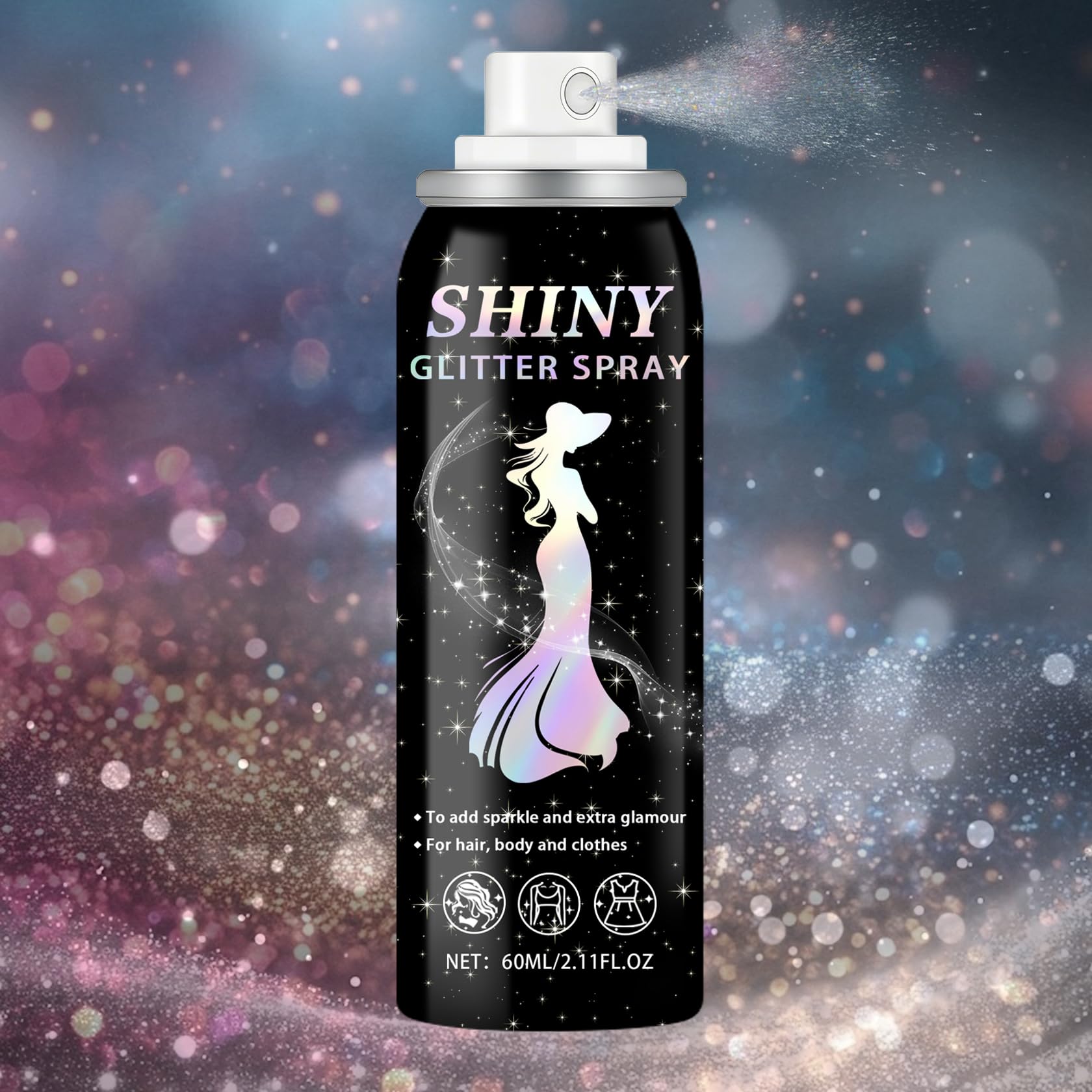 AOAZXBB Body Glitter Spray adds silver sparkle to hair for festivals