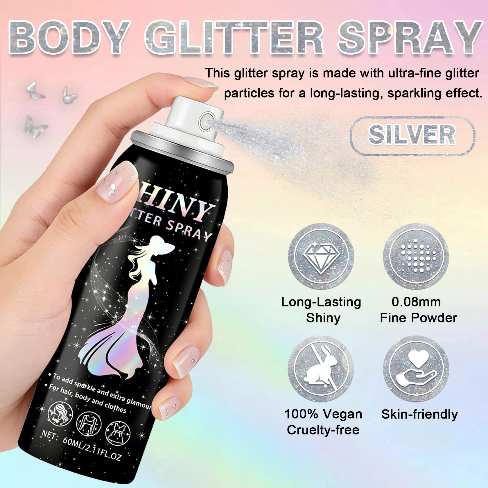 AOAZXBB Body Glitter Spray creates shoulder glow for photos and parties
