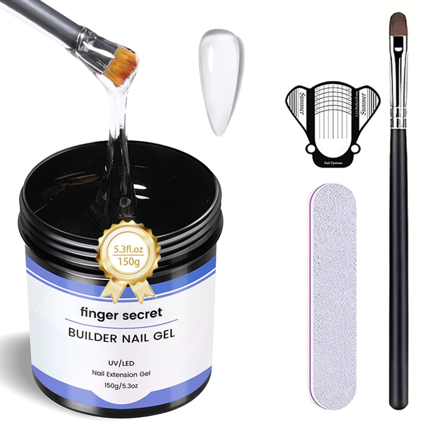 AOBOO Finger Secret hard gel bottle pour, clear builder gel for nail extensions.