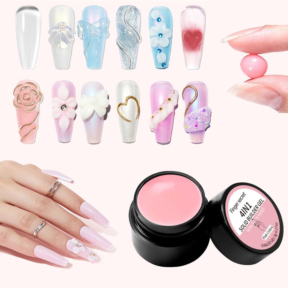 AOBOO solid builder gel kit - pink gel for sculpting and 3D nail art