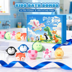 Aofmee bath bombs with fruity fragrances deliver gentle strawberry, blueberry, and peach aromas.