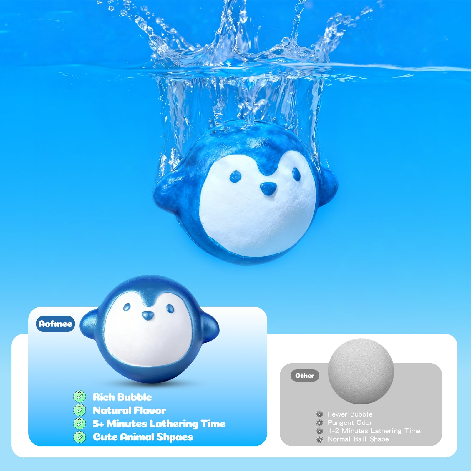 Aofmee bath bombs encourage a fun, interactive bath with running water.