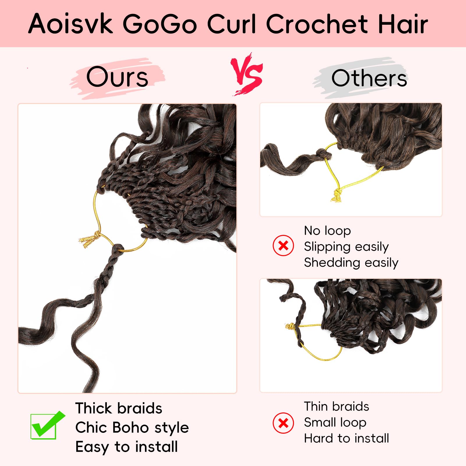 Aoisvk eight-pack crochet hair showcasing versatile styling options