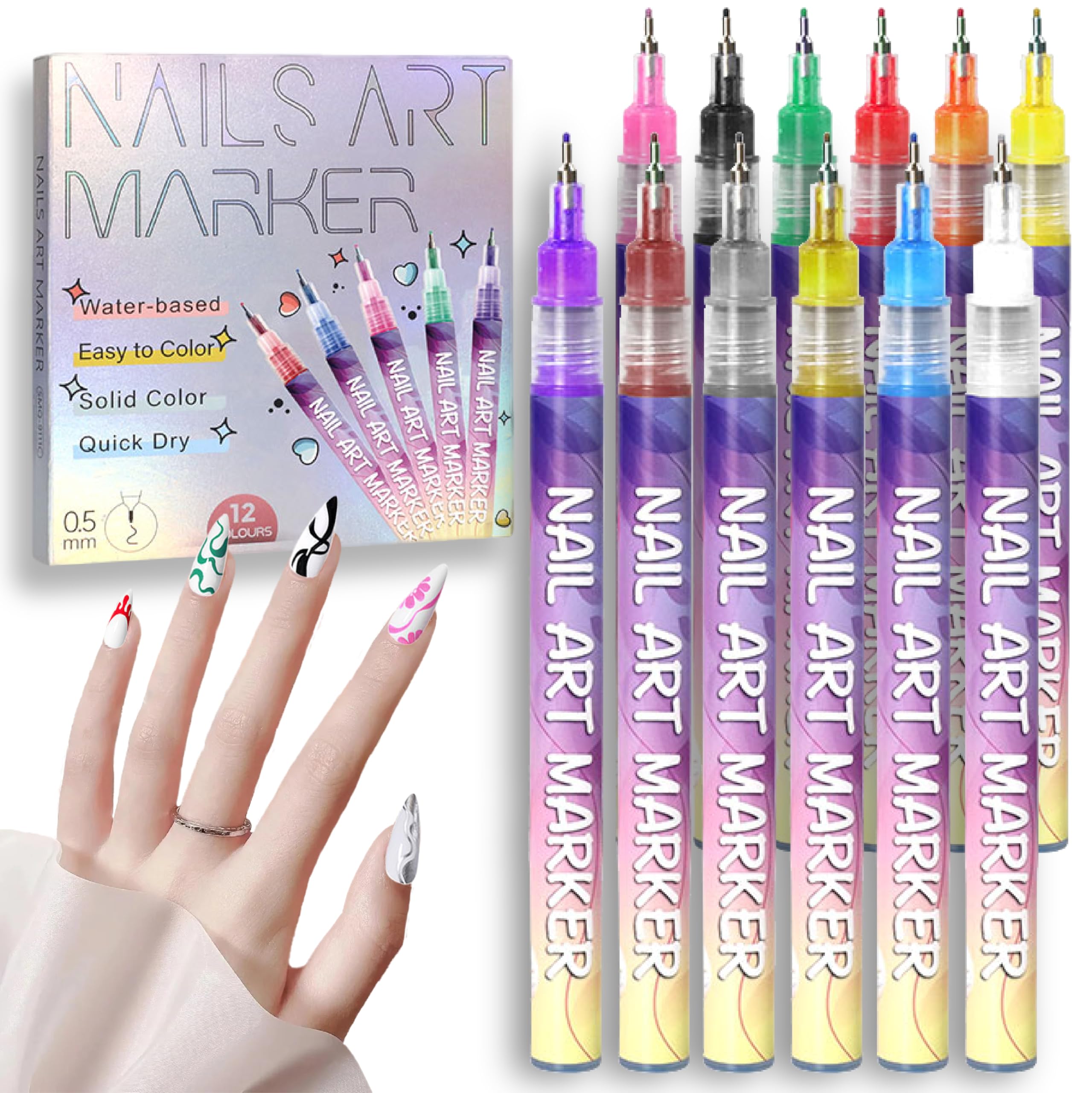 AOKELEON DIY pattern nail art pens for dots, stripes, and florals.