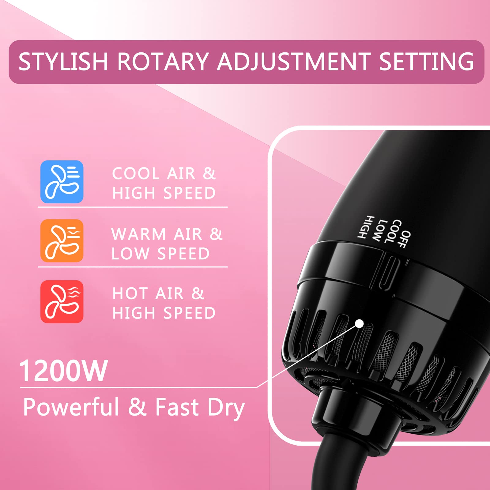 Aopant hair dryer brush 360-degree cord for easy styling maneuverability