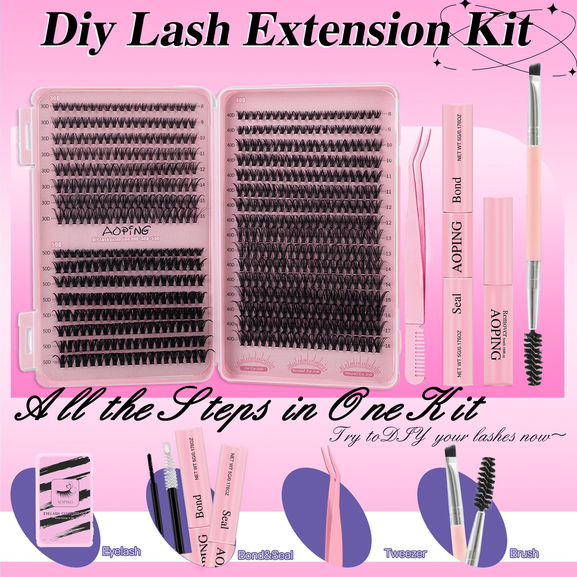 AOPING 40D cluster lashes for fuller cat-eye looks
