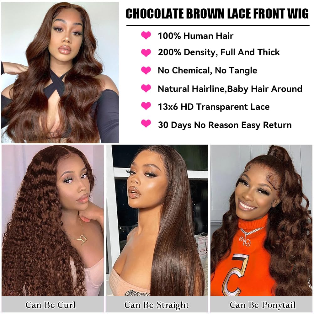 Aoque brown wig with 200% density for full, luxurious volume