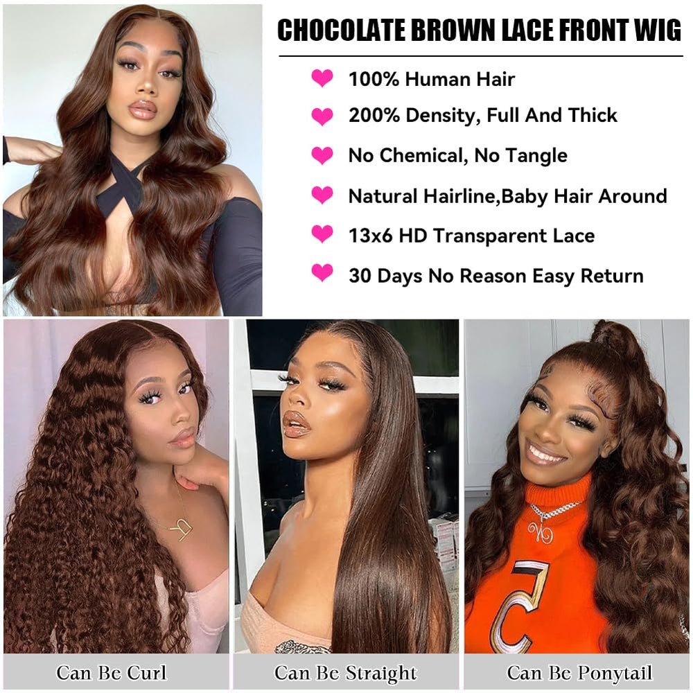 Aoque brown wig with 200% density for full, luxurious volume